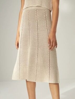 Aritzia Wilfred Evie Crochet Midi Skirt, Birch, XXS, Festival Boho